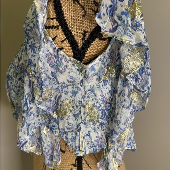 Rococo Sand Blue and White Floral Blouse - Picture 13 of 13